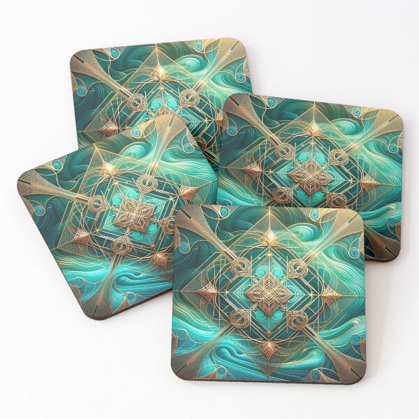 Item preview, Turquoise Aqua Gold Diamond Swirl designed and sold by Kiwiaroha.