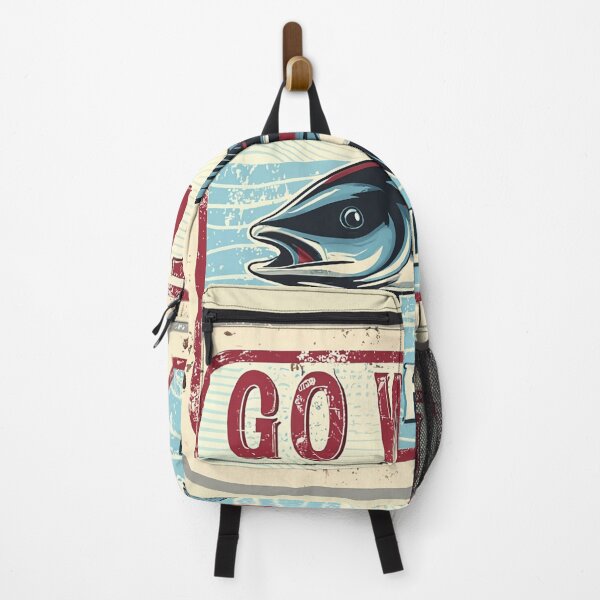 Item preview, Go With the Flow - Fatigued Blue Fish Red Print, Blue Water designed and sold by Loving Nature Gifts.
