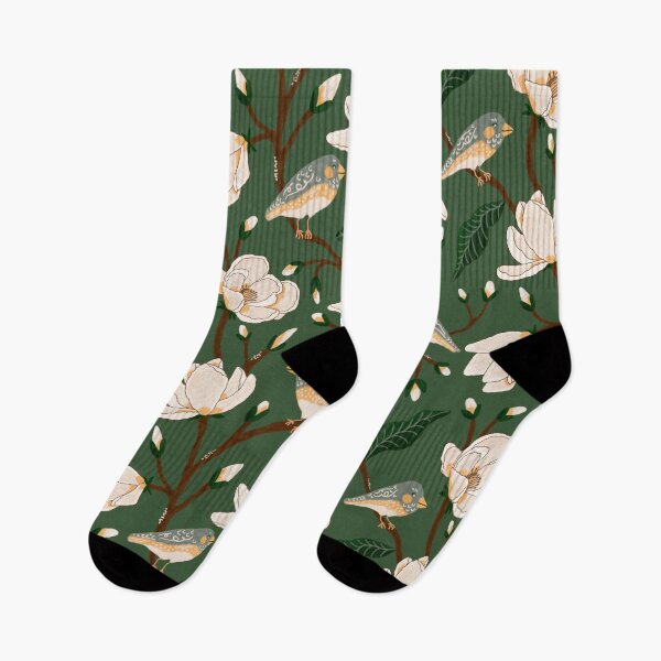 Item preview, Hand-Painted Magnolia & Songbird Chinoiserie Pattern designed and sold by Ema Tudose.