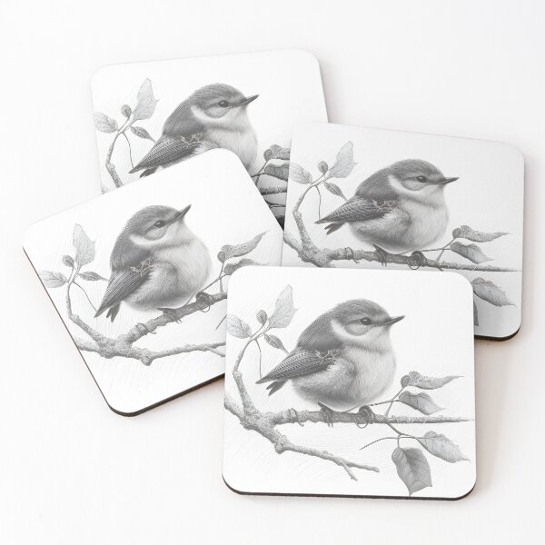 Item preview, Black and White Bird Pencil Drawing designed and sold by Pencil-Art.