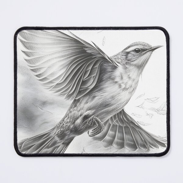 Item preview, Black and White Bird Pencil Drawing designed and sold by Pencil-Art.