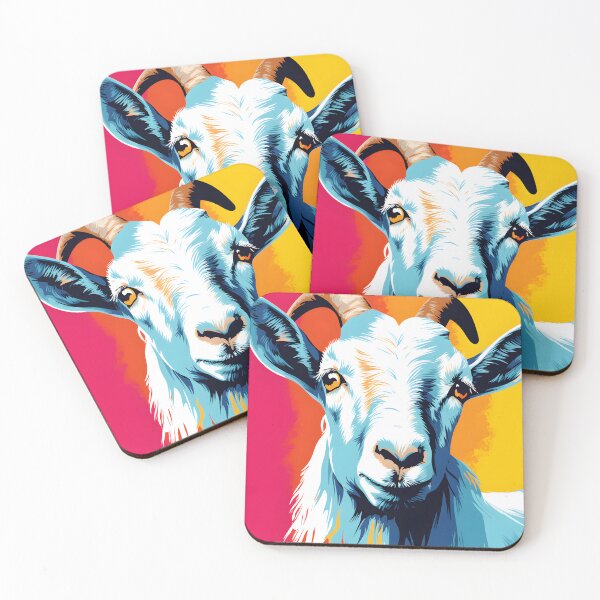 Item preview, goat portrait. animal colorful. Animal throw pillow. designed and sold by formform.