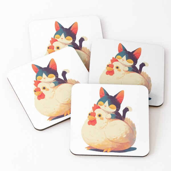 Item preview, Cat on Chicken Cartoon designed and sold by Bwittaya.