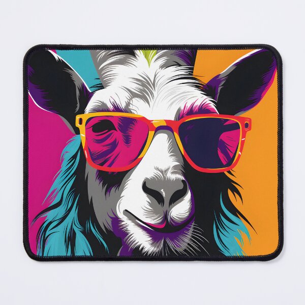 Item preview, goat wearing glasses portrait. animal colorful. Animal throw pillow. designed and sold by formform.