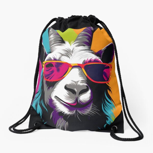 Item preview, goat wearing glasses portrait. animal colorful. Animal throw pillow. designed and sold by formform.