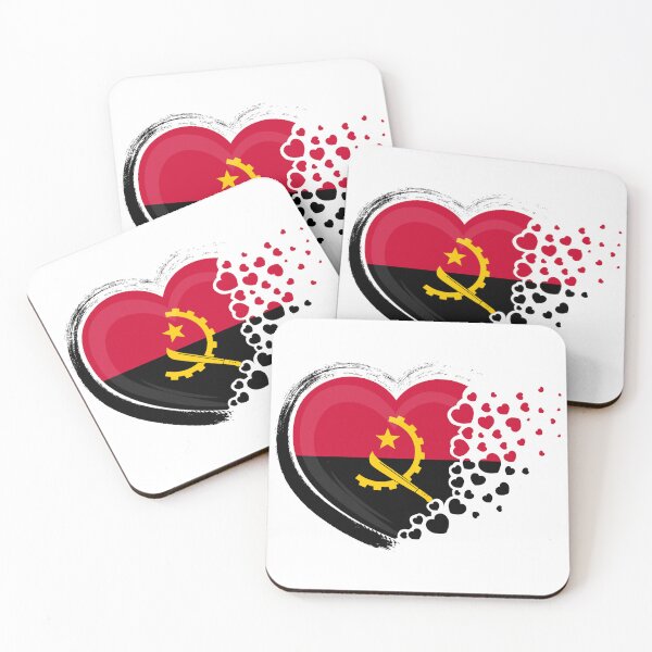 Item preview, Angola flag in the shape of a scattered heart.  designed and sold by Pixelaire.
