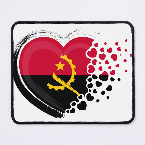 Item preview, Angola flag in the shape of a scattered heart. designed and sold by Pixelaire.