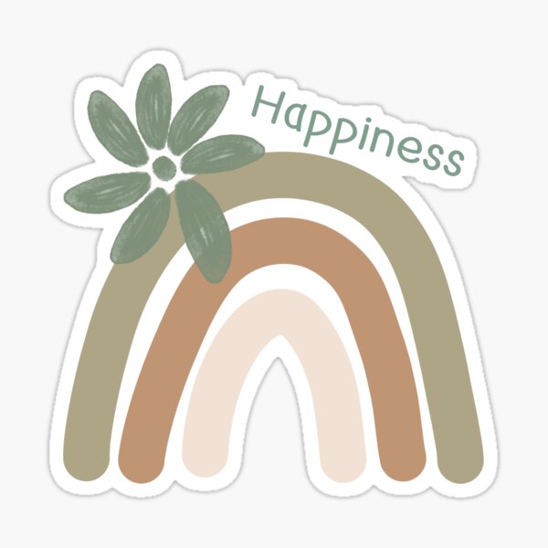 Happiness - boho floral rainbow design Sticker