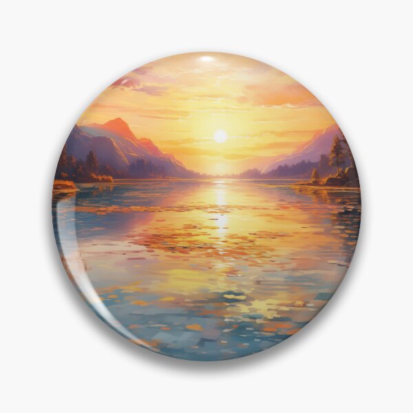 Artikelvorschau, Ferner Sonnenaufgang: Lebendiger See entworfen und verkauft von PrintPulseInk.