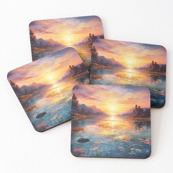 Item preview, Distant Sunrise: Vibrant Lake designed and sold by PrintPulseInk.