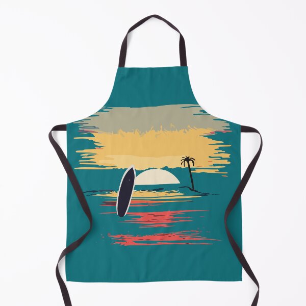 Item preview, t-shirt design featuring a sunset over the ocean with a surfboard silhouette in the foreground, detailed illustration, and watercolor style. designed and sold by ericrautenbach.