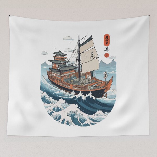 Item preview, Japanese Art Aesthetic Captain Sailboat designed and sold by LuminOrb.