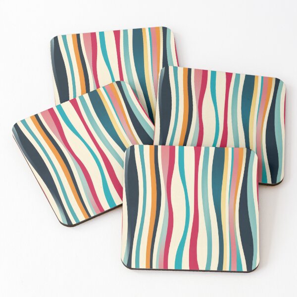 Item preview, Colourful wavy stripes - retro style pattern designed and sold by PrettyPinkSkies.