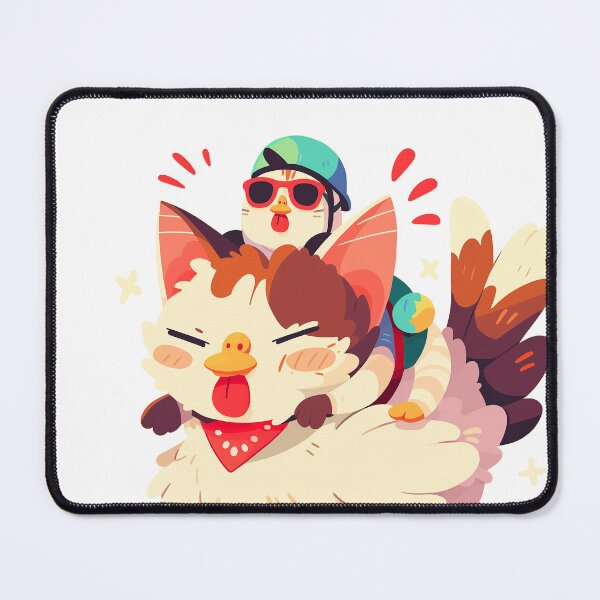 Item preview, Cat Riding a Chicken Cartoon designed and sold by Bwittaya.