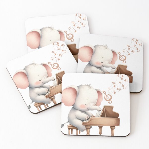 Item preview, Elephant Playing Piano Musical Illustration designed and sold by ImagineCorner.