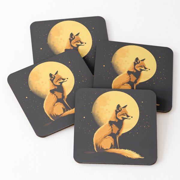 Item preview, Fox against the background of the full moon designed and sold by HappyStickBike.