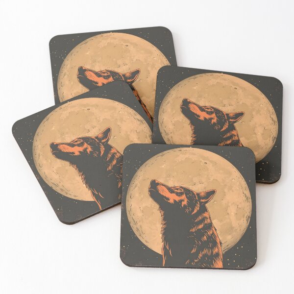 Item preview, Wolf against the background of the full moon designed and sold by HappyStickBike.