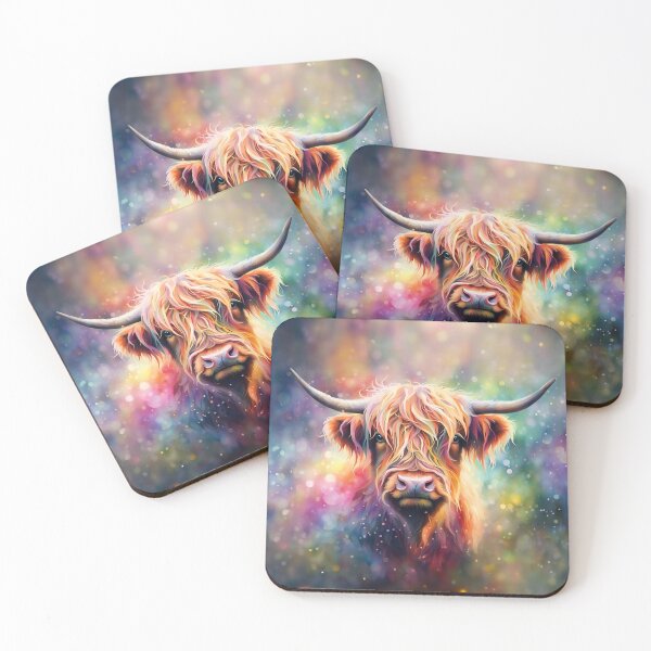 Item preview, Highland Cow Rainbow Watercolour Painting designed and sold by xHollysGraphics.