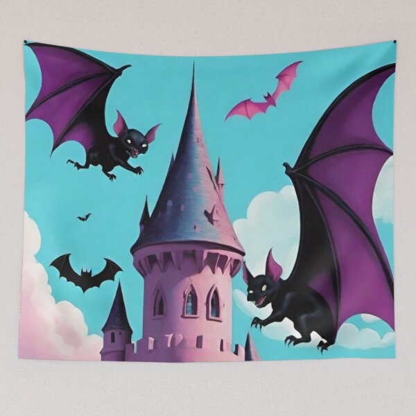 Item preview, Ghastly Dance: Bats Surround the Spire of the Roseate Citadel designed and sold by GrizzlyCollective.