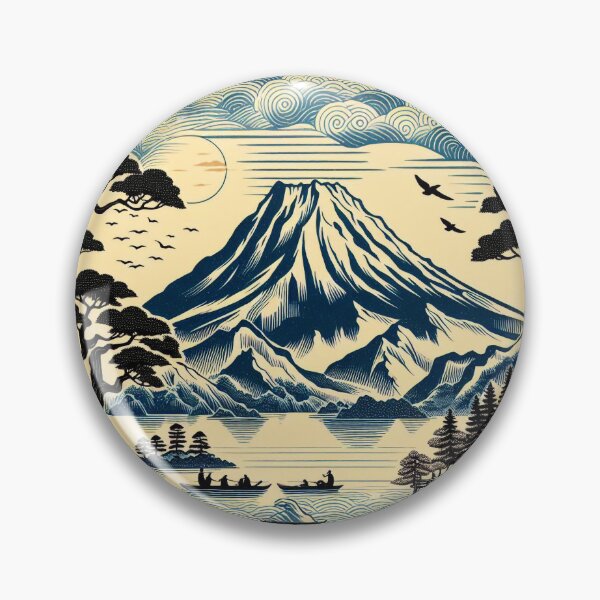 Artikelvorschau, Japanischer Holzschnitt, Blue Mountains, Bootsfischen entworfen und verkauft von EdgyEdgeArt.