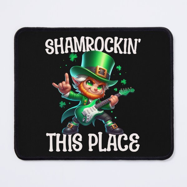 Item preview, 'Shamrocking This Place' Funny St Patricks Day Rockin Leprechaun designed and sold by Rockstorr.