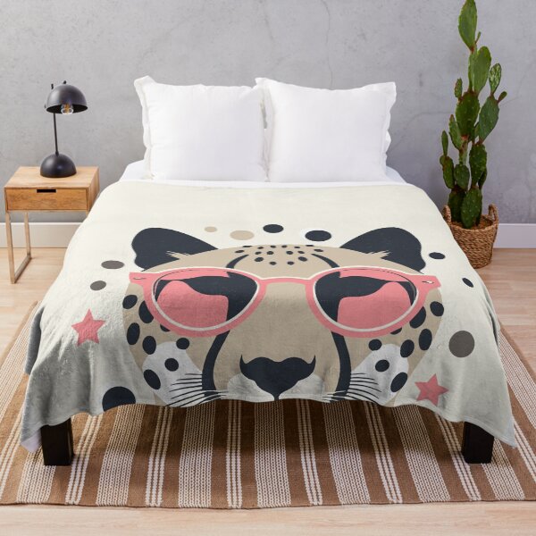 Item preview, Stylised cheetah with pink glasses | Wildlife animal art, cute and attractive illustration designed and sold by Radiant-R-art.