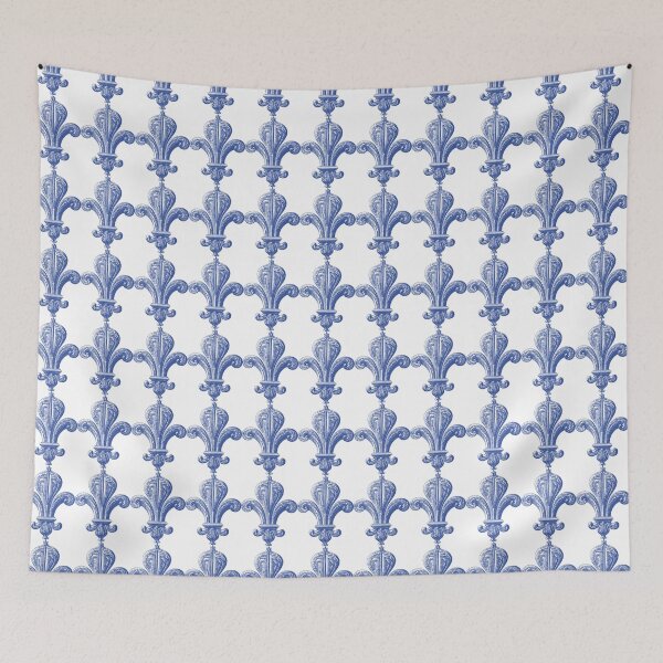 Item preview, Musketeers: Heraldry & Heroes: Royal French Blue Lily Pattern on White designed and sold by IraNiva.