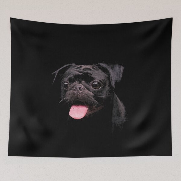 Item preview, Pug Dog in the dark. Image created using geometric shapes designed and sold by EdgyEdgeArt.