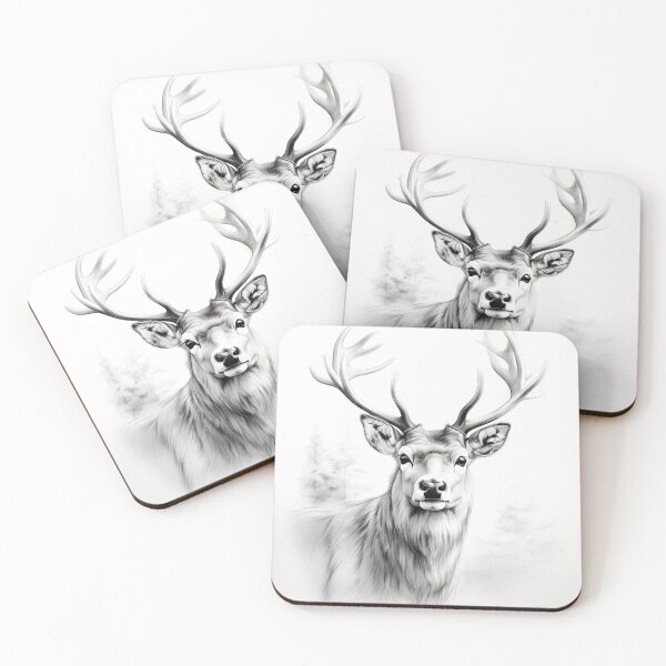 Item preview, Black and white deer pencil drawing designed and sold by Pencil-Art.