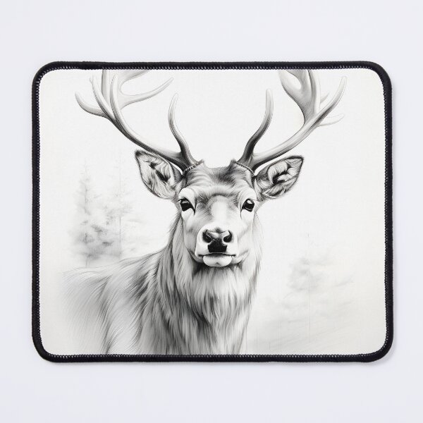 Item preview, Black and white deer pencil drawing designed and sold by Pencil-Art.