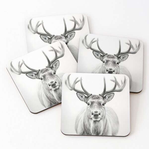 Item preview, Black and white deer pencil drawing designed and sold by Pencil-Art.