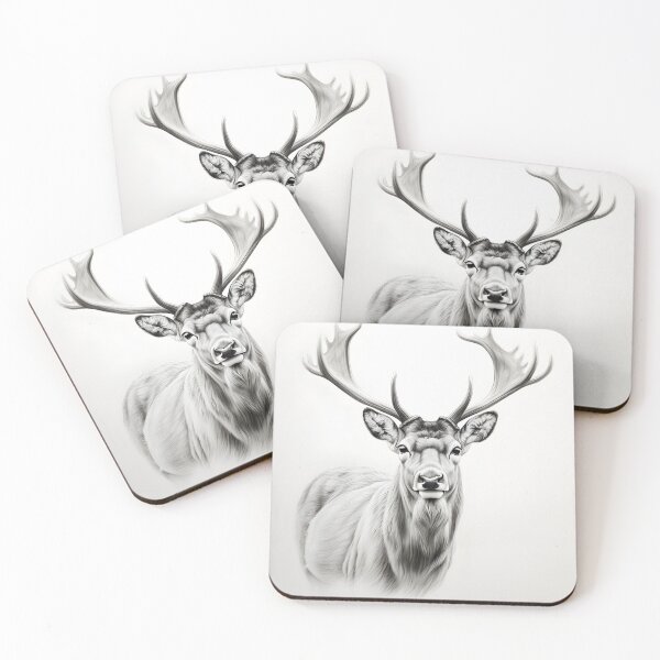 Item preview, Black and white deer pencil drawing designed and sold by Pencil-Art.
