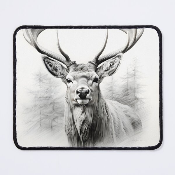 Item preview, Black and white deer pencil drawing designed and sold by Pencil-Art.