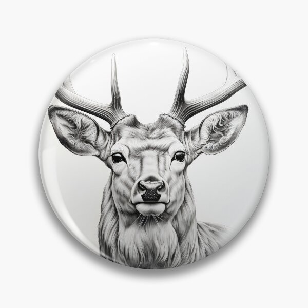 Item preview, Black and white deer pencil drawing designed and sold by Pencil-Art.