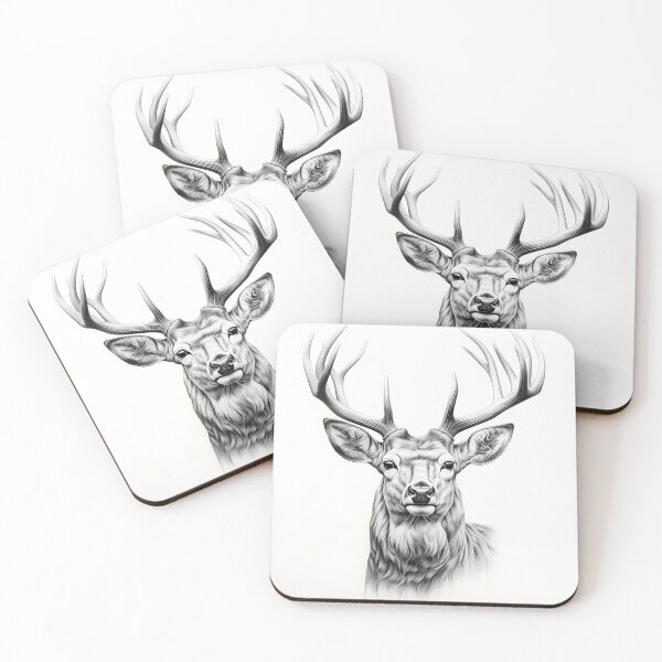 Item preview, Black and white deer pencil drawing designed and sold by Pencil-Art.