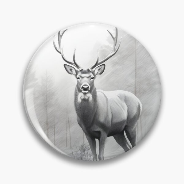 Item preview, Black and white deer pencil drawing designed and sold by Pencil-Art.