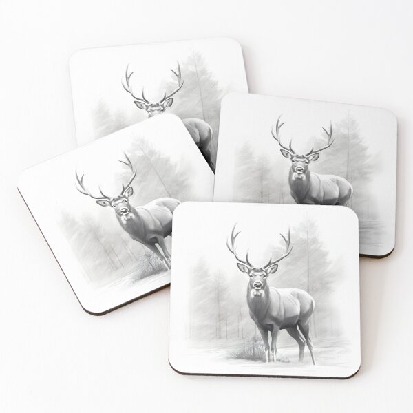 Item preview, Black and white deer pencil drawing designed and sold by Pencil-Art.