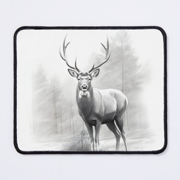 Item preview, Black and white deer pencil drawing designed and sold by Pencil-Art.
