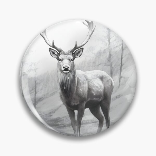 Item preview, Black and white deer pencil drawing designed and sold by Pencil-Art.