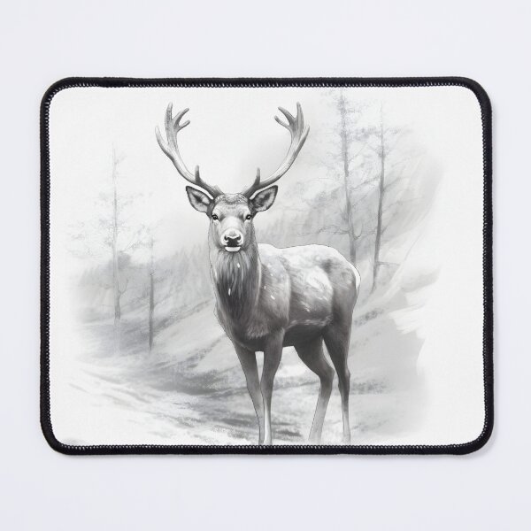 Item preview, Black and white deer pencil drawing designed and sold by Pencil-Art.