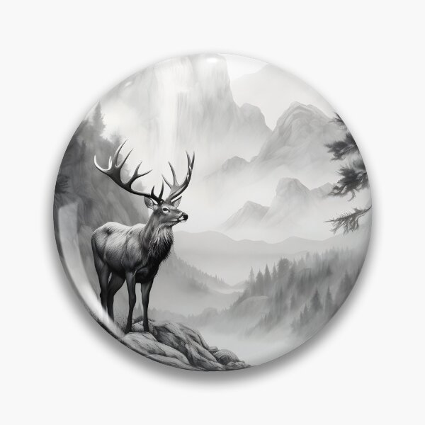 Item preview, Black and white deer pencil drawing designed and sold by Pencil-Art.