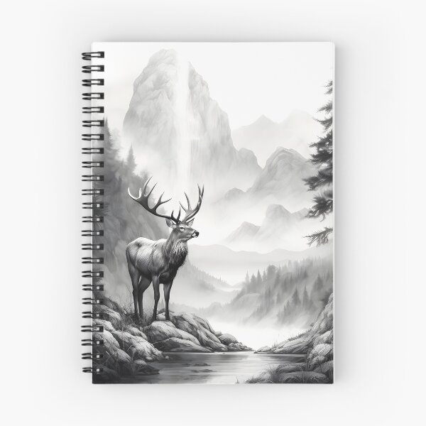 Item preview, Black and white deer pencil drawing designed and sold by Pencil-Art.
