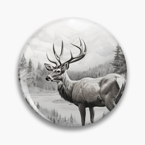 Item preview, Black and white deer pencil drawing designed and sold by Pencil-Art.