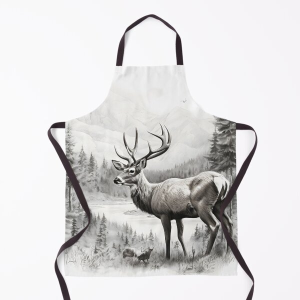 Item preview, Black and white deer pencil drawing designed and sold by Pencil-Art.