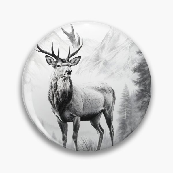 Item preview, Black and white deer pencil drawing designed and sold by Pencil-Art.