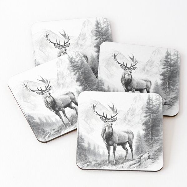 Item preview, Black and white deer pencil drawing designed and sold by Pencil-Art.