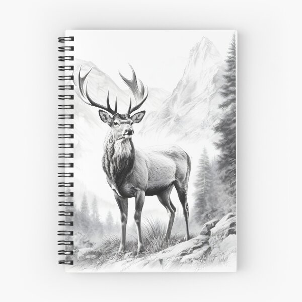 Item preview, Black and white deer pencil drawing designed and sold by Pencil-Art.