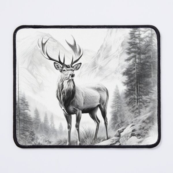 Item preview, Black and white deer pencil drawing designed and sold by Pencil-Art.