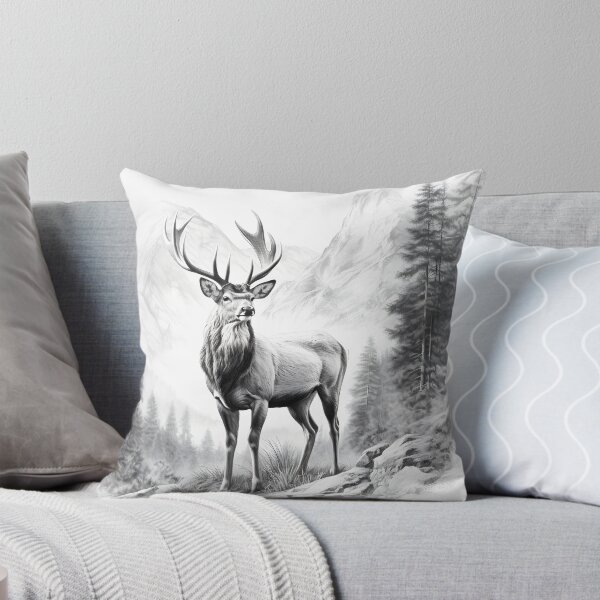 Item preview, Black and white deer pencil drawing designed and sold by Pencil-Art.