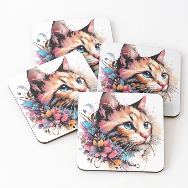 Item preview, Art of a cute kitten with a colorful and stylish flower necklace designed and sold by Marcoshop10.